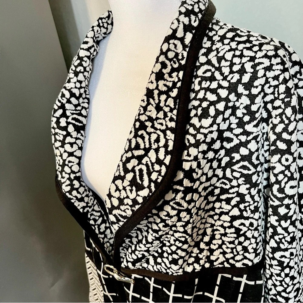 Vintage NY Collection Black White Women’s Coat Size XL Business Cheetah Jacket - Picture 4 of 8